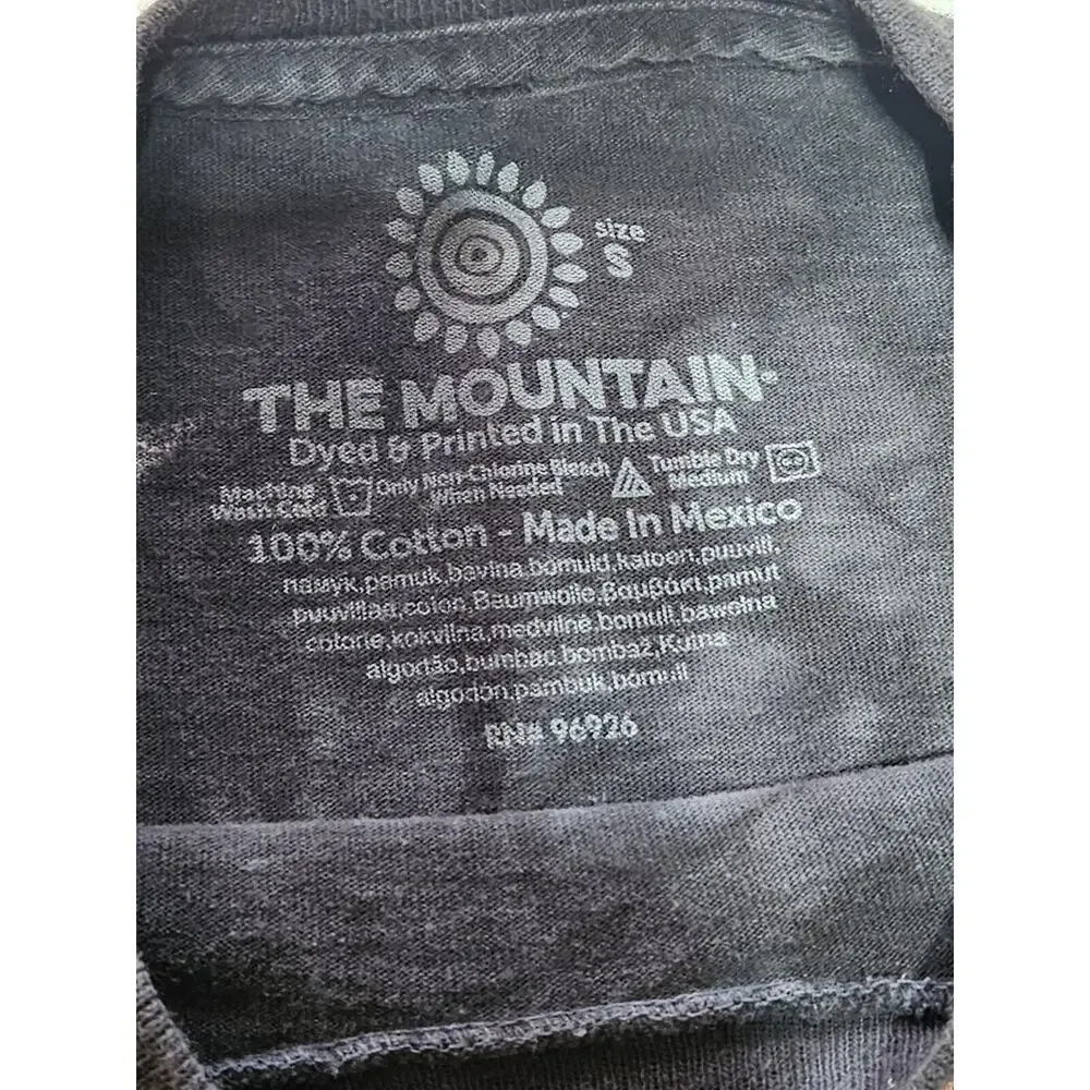 The Mountain Tribal Indian Animals Black Tye Dye T Shirt Mens Size S 100% Cotton - Picture 5 of 8